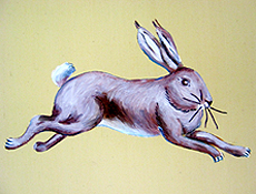 koristemaalaus - eläinaiheita: jänis juoksussa