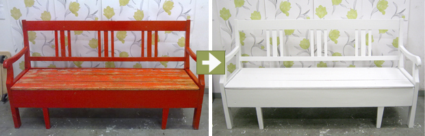 Huonekalujen maalaus - puinen sohva